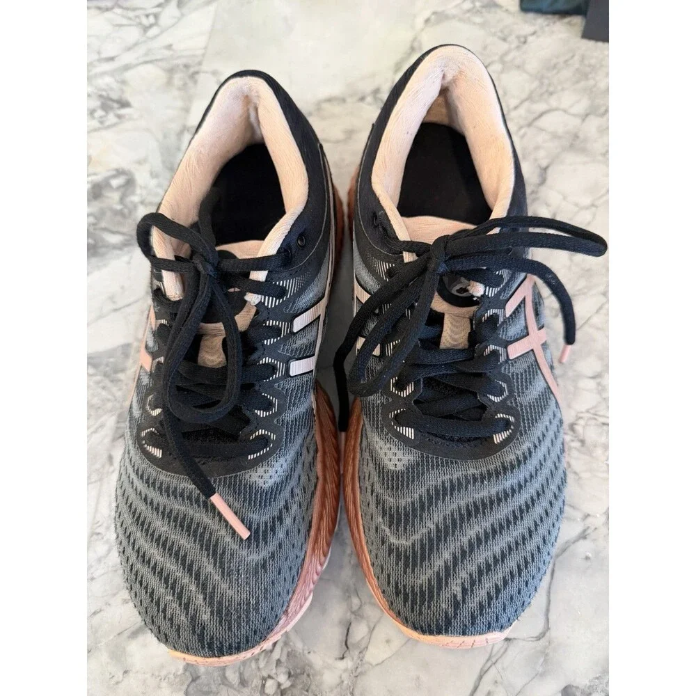 ASICS Gel Nimbus 22 Womens Running Shoes Black Rose Gold 1012A852 Sneakers